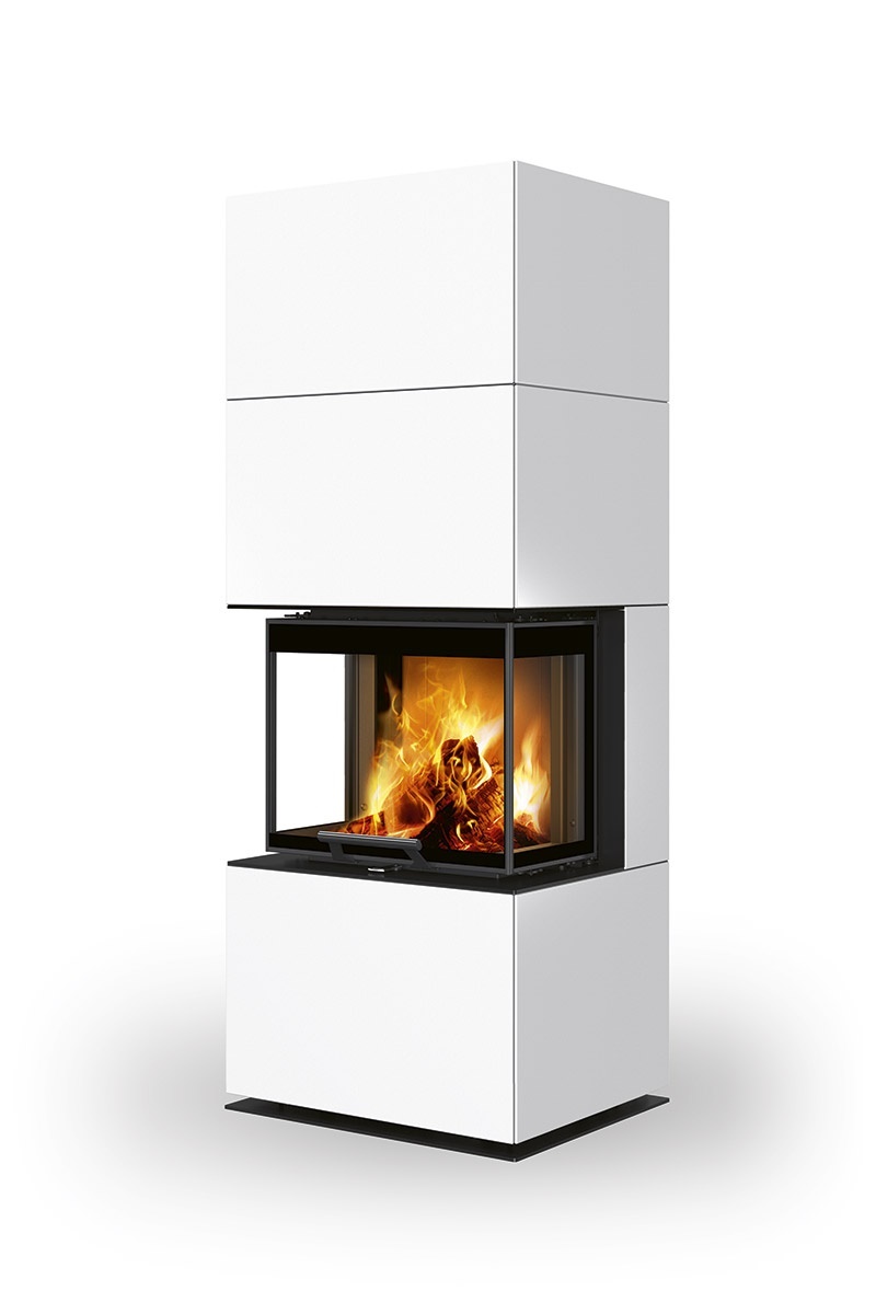 ROMOTOP designový akumulační krb s výsuvnými dvířky CARA CS keramika - Černá s pigm.