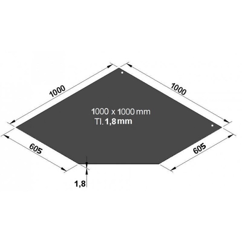 Plech pod kamna typ G2, 1000 x 1000 mm