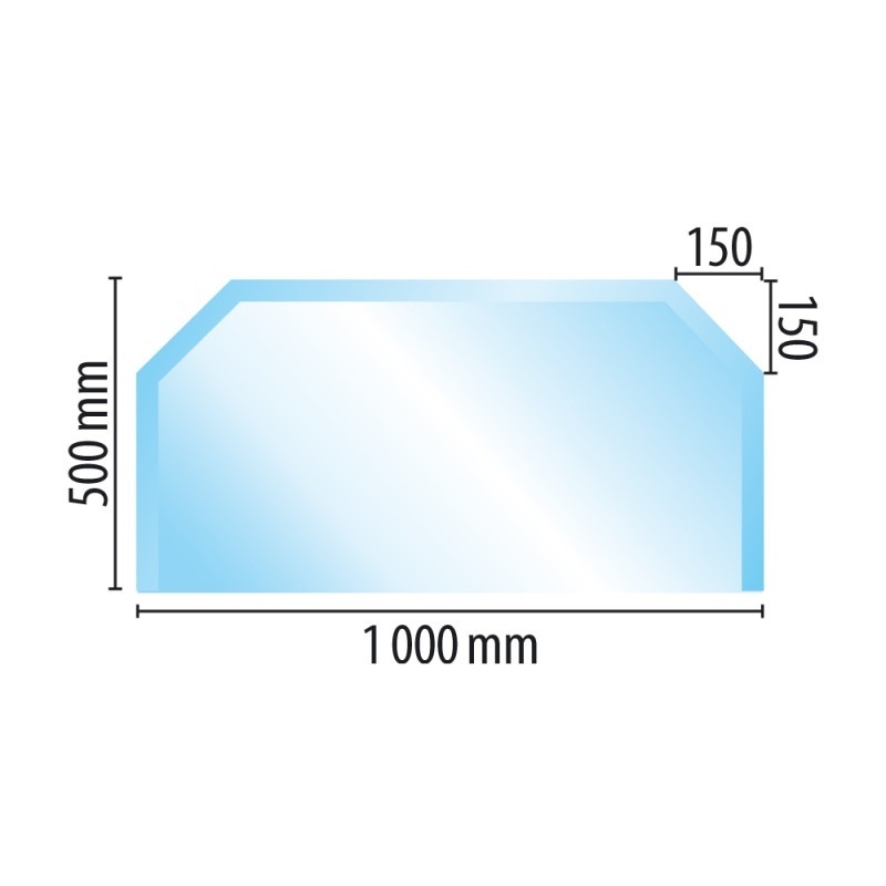 Sklo před kamna a krb typ T1, 1000 x 500 x 6 mm