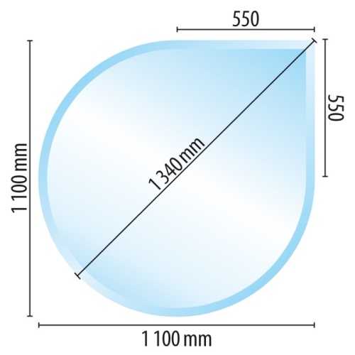 Sklo pod kamna typ J1, 1100 x 1100 x 6 mm