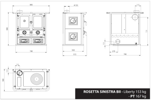 LA NORDICA sporák na dřevo Rosetta Sinistra BII Petra