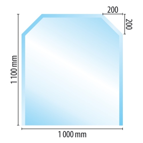 Sklo pod kamna typ C2, 1100 x 1000 x 6 mm