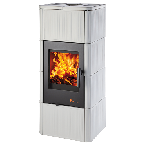 FOXMARK krbová kamna ALOPE L ceramic grey - černá, kachlový obklad šedý