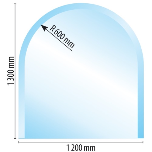 Sklo pod kamna typ A6, 1300 x 1200 x 8 mm