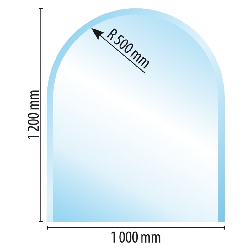 Sklo pod kamna typ A1, 1200 x 1000 x 6 mm