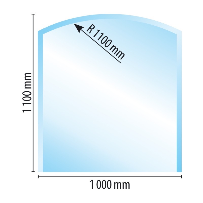 Sklo pod kamna typ B2, 1100 x 1000 x 6 mm