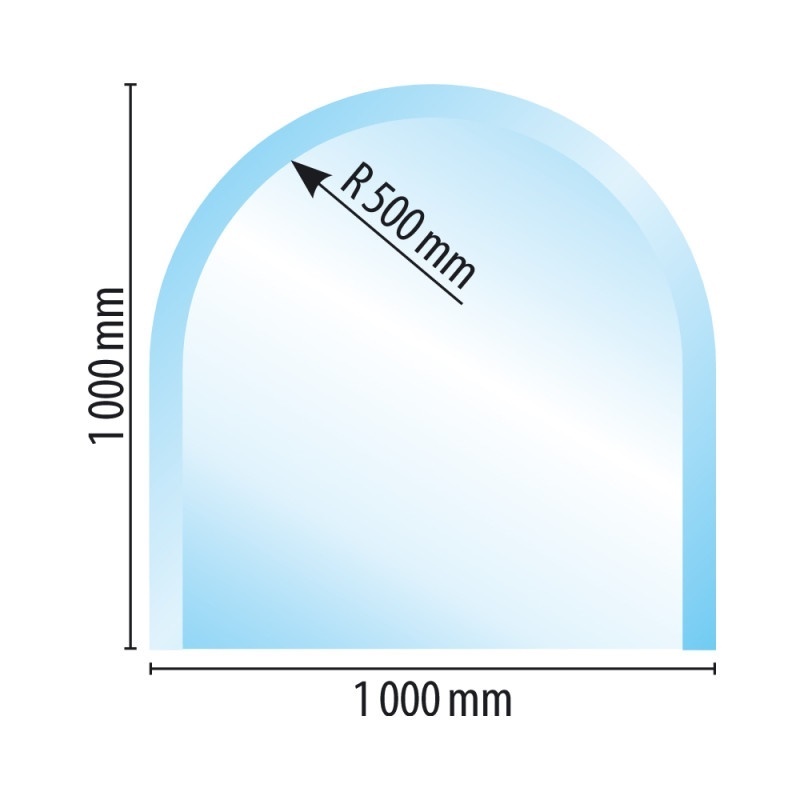 Sklo pod kamna typ A3, 1000 x 1000 x 8 mm