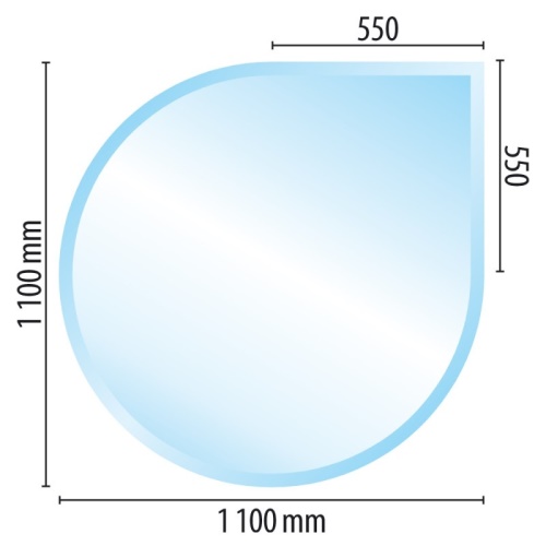 Sklo pod kamna typ J1, 1100 x 1100 x 6 mm