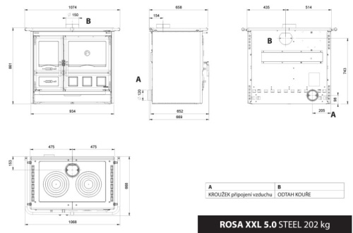 LA NORDICA sporáková kamna Rosa XXL.16 Steel s troubou