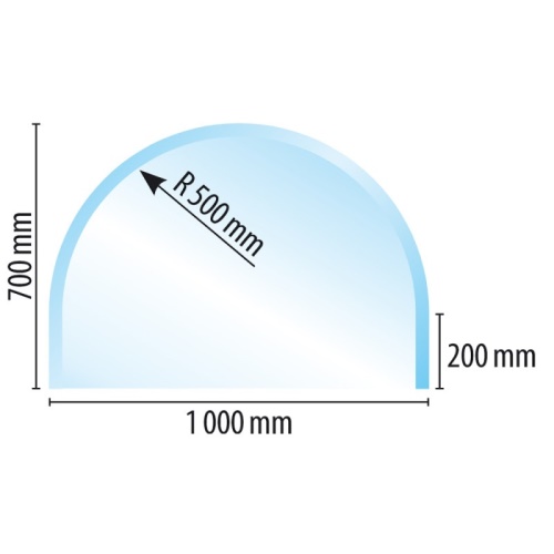 Sklo pod kamna typ A5, 1000 x 700 x 6 mm
