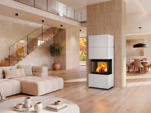 ROMOTOP designový akumulační krb s výsuvnými dvířky CARA CS keramika - Černá s pigm.