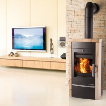 HAAS+SOHN kbrová kamna Visby II s výměníkem, černá/Woodstone Prestige