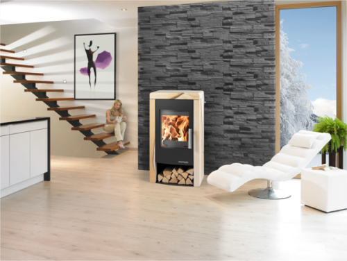 HAAS+SOHN krbová kamna Pinerolo, černá/woodstone prestige