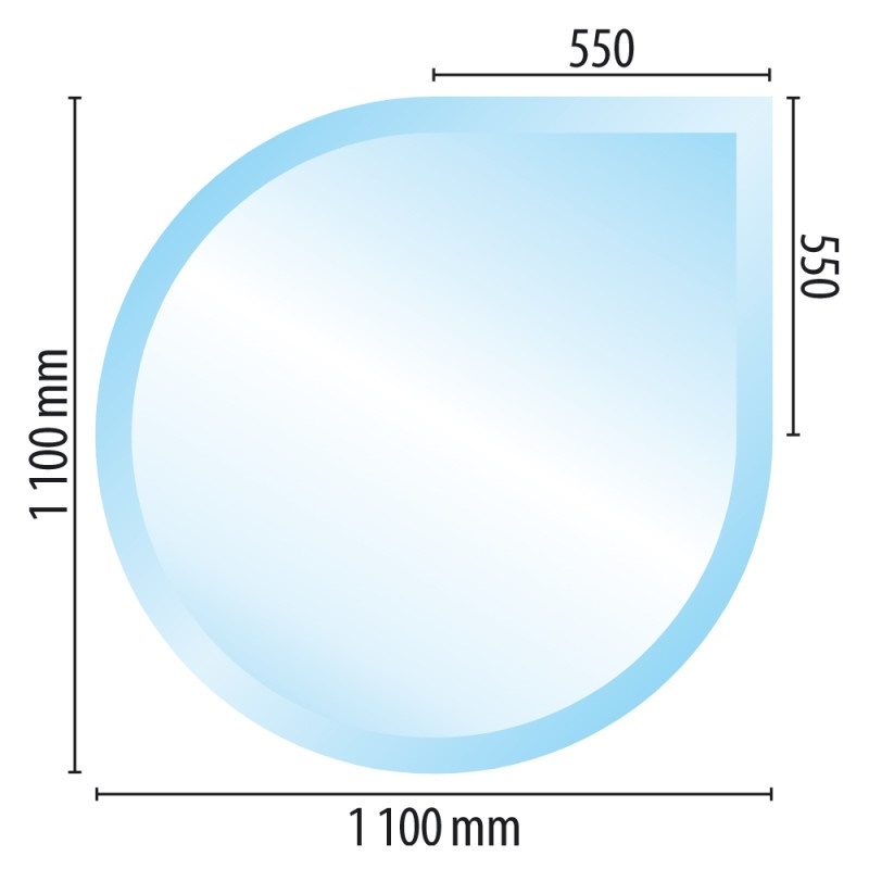 Sklo pod kamna typ J1, 1100 x 1100 x 8 mm