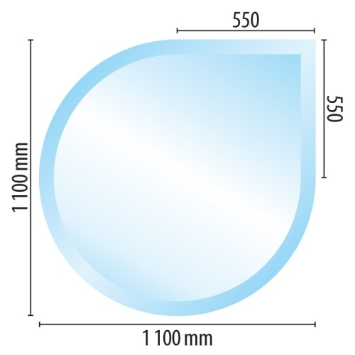 Sklo pod kamna typ J1, 1100 x 1100 x 8 mm