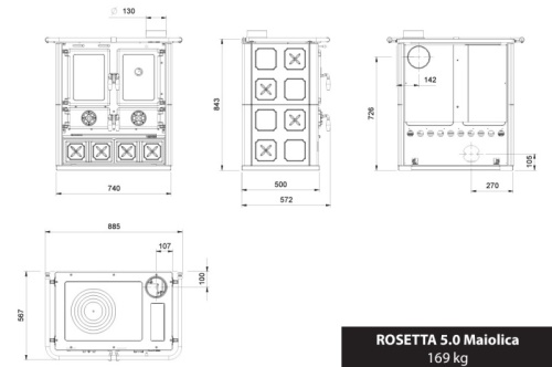 LA NORDICA sporák na dřevo Rosetta.16 Maiolica s troubou