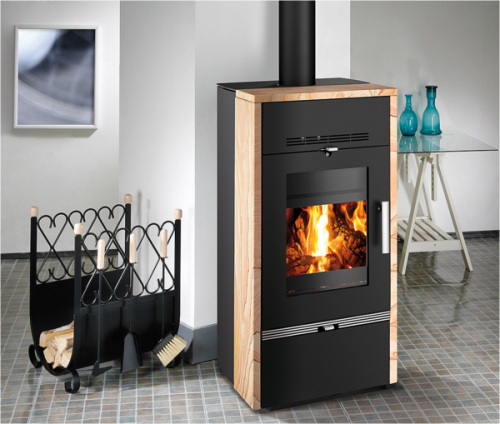 HAAS+SOHN krbová kamna Farum s výměníkem, černá/woodstone prestige