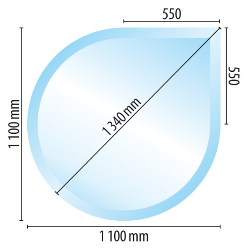 Sklo pod kamna typ J1, 1100 x 1100 x 8 mm
