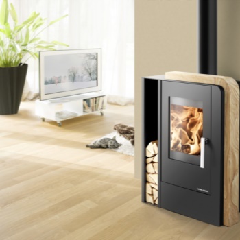 HAAS+SOHN krbová kamna Nordby, černá/woodstone prestige